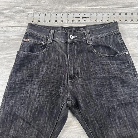 VTG Southpole Jeans Mens 32x30 Black Wide Leg Baggy Whiskered Street Skate EUC - Picture 3 of 7